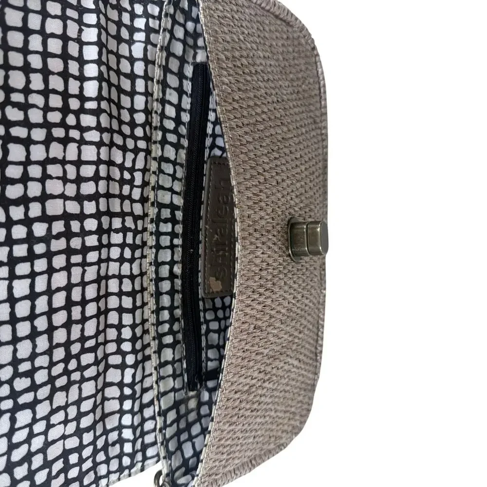 Shiraleah Natural Woven Toggle Clutch Envelope Purse Handbag Cream / Beige